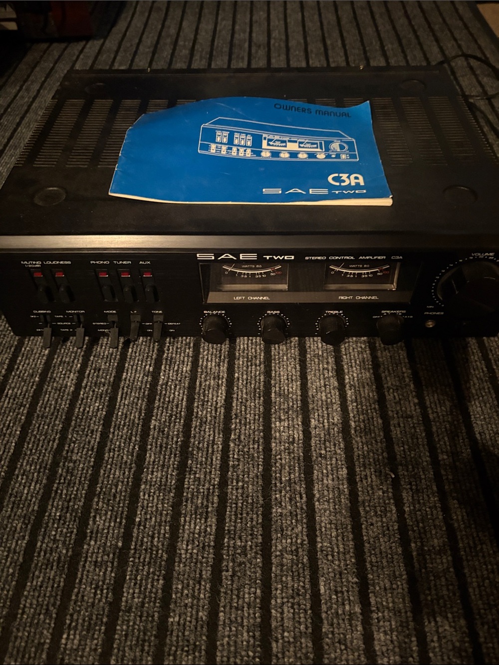 Vintage C3A SAE Two Black Stereo Control Amplifier